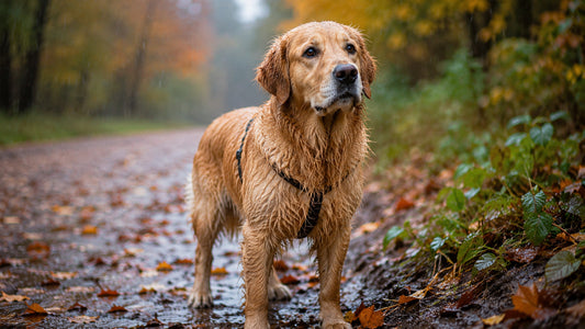 Regen und nasses Fell beim Hund