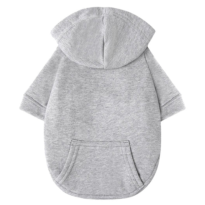 Hunde Hoodie aus 100% Baumwolle in hellgrau , komfortabler Sitz für Hunde in den Größen S bis 4XL und für Hunde mit längerem Rücken D-S bis D-XL