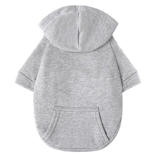 Hunde Hoodie aus 100% Baumwolle in hellgrau , komfortabler Sitz für Hunde in den Größen S bis 4XL und für Hunde mit längerem Rücken D-S bis D-XL