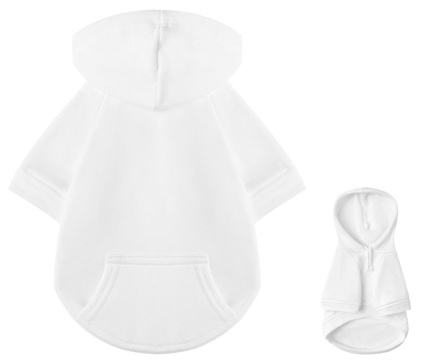 Bequemer Hunde Hoodie in weiß aus 100% Baumwolle, passt sich durch Körperwärme angenehm an